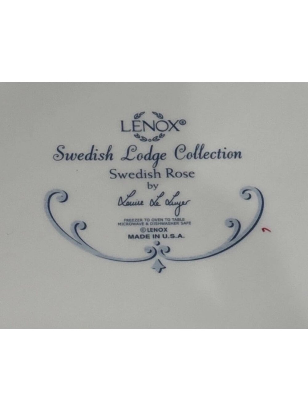 4 Lenox Swedish Lodge Swedish Rose Luncheon Plate 9 1/2" Blue White Louise Le La - Picture 3 of 5